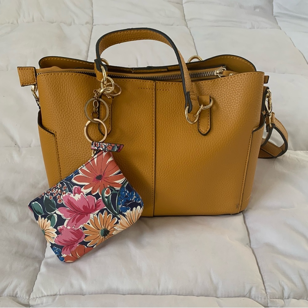 Beautiful yellow satchel purse with cute coin purse!
